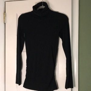 Atheta XS Black Stretch Rouched Turtleneck Outdoor Workout Top